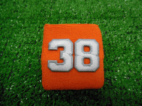 Orange  -  Wristbands with White Embroidered Numbers