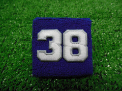 Royal Blue  -  Wristbands with White Embroidered Numbers