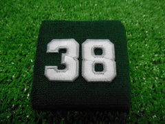 Dark Green  -  Wristbands with White Embroidered Numbers