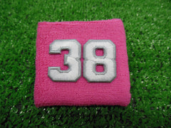 Pink  -  Wristbands with White Embroidered Numbers