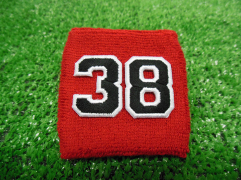 RED  -  Wristbands with Black Embroidered numbers