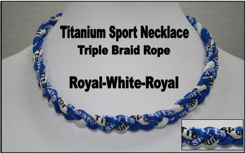 20" Titanium Sport Necklace (Royal/White/Royal)