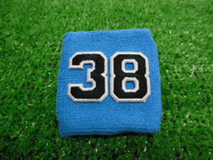 Columbia Blue  -  Wristbands with Black Embroidered Numbers