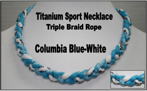 20" Titanium Sport Necklace (Columbia Blue/ White)