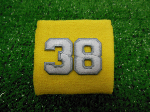 Yellow  -  Wristbands with White Embroidered Numbers