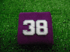 Purple  -  Wristbands with White Embroidered Numbers
