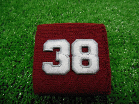 Maroon  -  Wristbands with White Embroidered Numbers