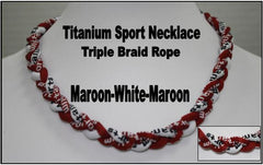 20" Titanium Sport Necklace (Maroon/White/Maroon)