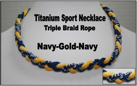 20" Titanium Sport Necklace (Navy/Gold/Navy)