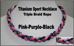 20" Titanium Sport Necklace (Pink/Purple/Black)