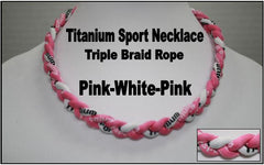 20" Titanium Sport Necklace (Pink/White/Pink)