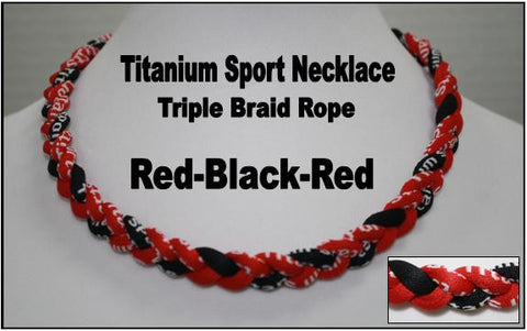 20" Titanium Sport Necklace (Red/Black/Red)