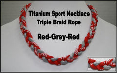 20" Titanium Sport Necklace (Red/Grey/Red)