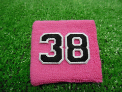 Pink  -  Wristbands with Black Embroidered Numbers