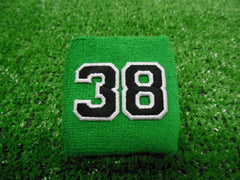 Kelly (Bright) Green  -  Wristbands with Black Embroidered Numbers