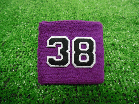 Purple  -  Wristbands with Black Embroidered Numbers