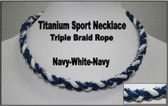 20" Titanium Sport Necklace (Navy/White/Navy)