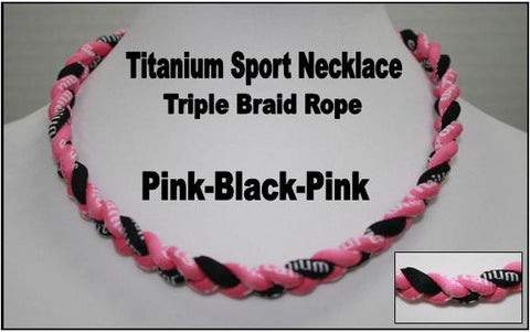 20" Titanium Sport Necklace (Black/Pink/Black)